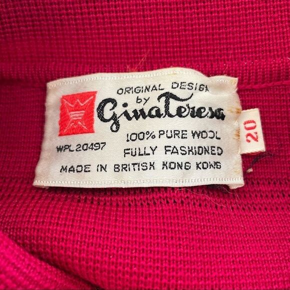 Vintage 60s Gina Teresa Wool Double Breasted Stripe Red Coat - Picture 6 of 7